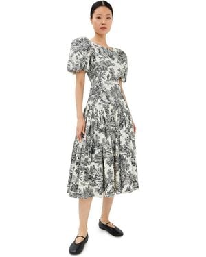 Tanner Fletcher Connie Drop Waist Toile Midi Dress - White