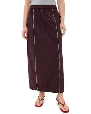 Tibi Nylon Zipper Skirt - Red