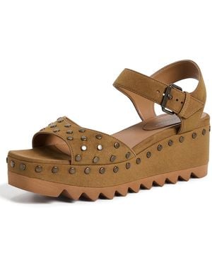 Stella McCartney Elyse Studded Faux Suede Platform Sandals - White
