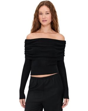 Susana Monaco Light Merino Off Shoulder Sweater 3 - Black