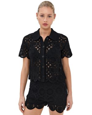 Le Bos Crochet Polo - Black