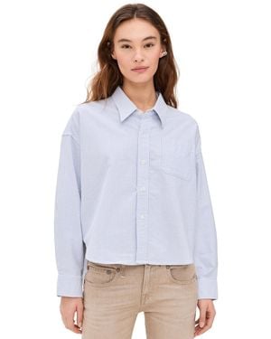 Denimist Cropped Button Front Shirt - White