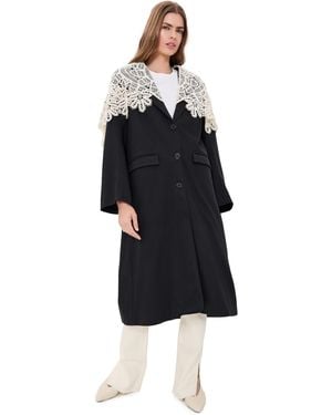 Sea Alina Lace Oversized Long Coat - Black