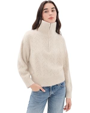 FRAME The Airy Metallic Zip Sweater - Blue