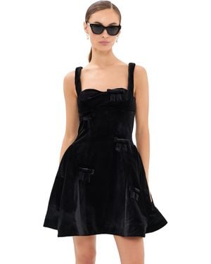 LEO LIN Ariel Velvet Bow Mini Dress - Black