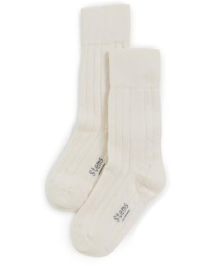 Stems Stretch Cashmere Crew Socks - White