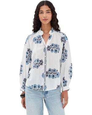 Alix Of Bohemia Poet Aqua Bloom Shirt - White