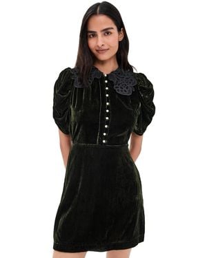 Sea Norabelle Short Sleeve Velvet Mini Dress - Black