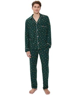 Eberjey William Printed Long Pj Set - Green