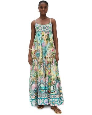 CAMILLA Long Dress With Jersey Bodice - Green