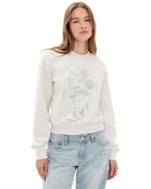 RE/DONE Mickey Stud Classic Crew Neck Sweatshirt - White