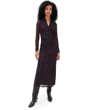 Madewell Long Sleeve Polo Midi Dress - Blue