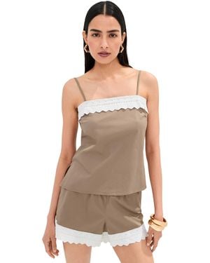 Le Bos Lace Trim Tank - Gray