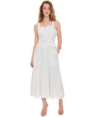 La Ligne Button Down Dress With Belt - White