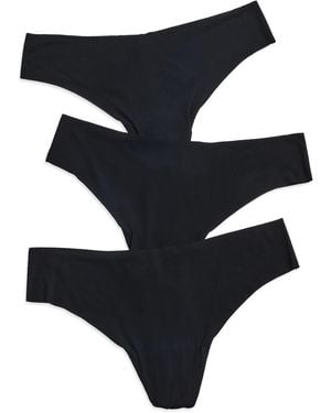 Commando Butter Mid-Rise Thongs 3 Pack - Black