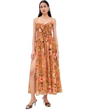 Zimmermann Mahon Tie Front Midi Dress - Orange