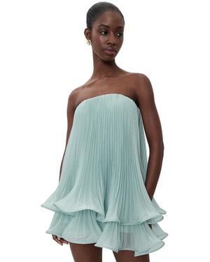 AMUR Dalia Pleated Baby Doll Dress - Green