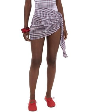GOOD AMERICAN Plaid Mesh Mini Sarong - Multicolor