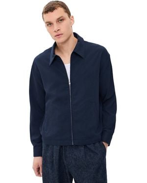 FRAME Seersucker Blouson Jacket - Blue