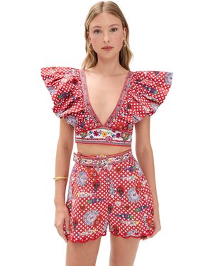 CAMILLA Ruffle Wrap Top Faith, Luck & Justice - Red
