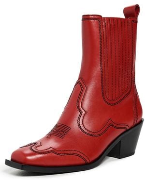 Loeffler Randall Agnes Western Ankle Booties - Red
