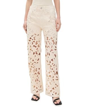 Rag & Bone Logan Wide Leg Floral Cutout Pants - Natural