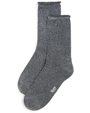 Stems Fine Metallic Rolled Socks - Grey