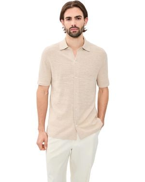 Ralph Lauren Textured Full Button Polo Sweater - Natural