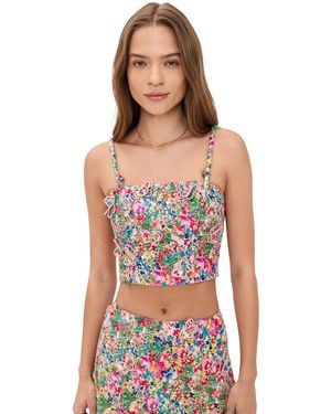 FARM Rio Peasant Linen Floral Butterfly Top - Black
