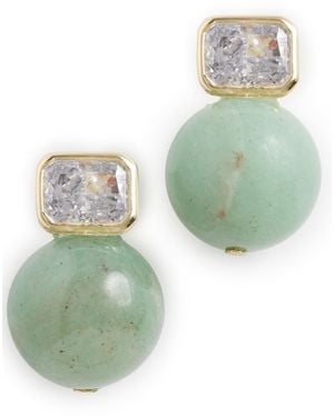Shashi Emerald Baguette Gemstone Earrings - Green