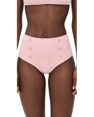 Shoshanna Rib Texture High Waist Bottoms - Pink