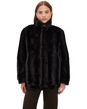 MM6 by Maison Margiela Faux Fur Sports Jacket - Black