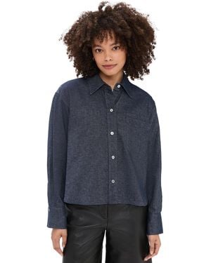 Vince Cropped Long Sleeve Shirt - Blue