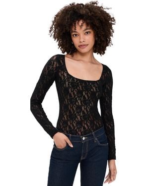 Hanky Panky Lace Thong Bodysuit - Black