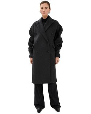 BITE STUDIOS Pleated Sleeve Wool Coat - Black