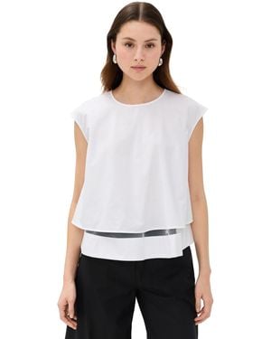 MEIMEIJ Poplin Top With Mesh Poplin Layer - White