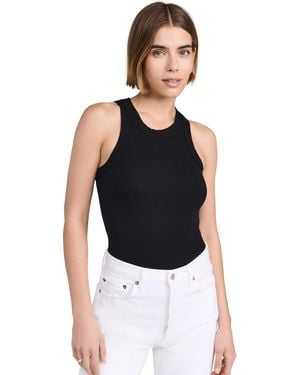Ambitionist Ali Ribbed Racer Tank Thong Bodysuit - Black
