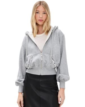 Cinq À Sept Ruffle Rhinestone Heather Maddie Zip Up - Grey