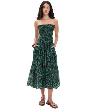 Ulla Johnson Lucca Smocked Coverup Dress - Green
