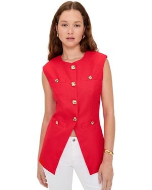 Endless Rose Pointed Long Vest - Red