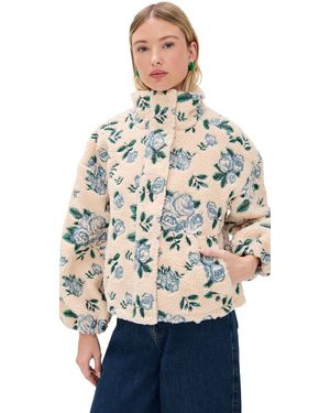 The Tiny Big Sister Roses Sherpa Jacket - Blue