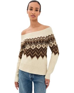 Moon River Off-Shoulder Sweater Top - Natural