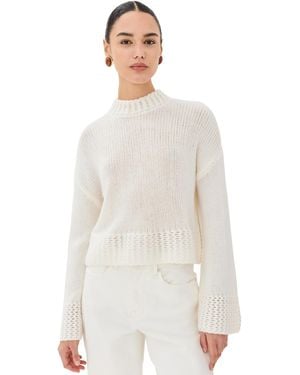 SABLYN Phoenix Bell Sleeve Crewneck Cashmere Pullover - White
