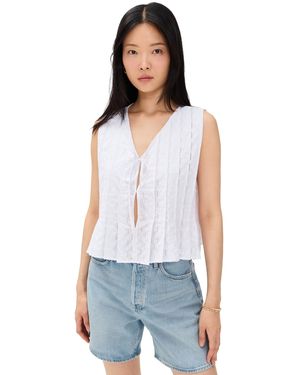 LNA Kala Eyelet Top - White