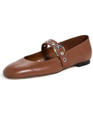 Stuart Weitzman Supermoto Mary Jane Flats - Brown