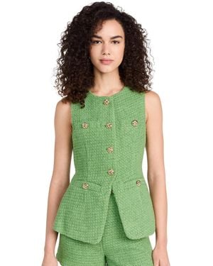 Endless Rose Tweed Buttoned Long Split Top - Green