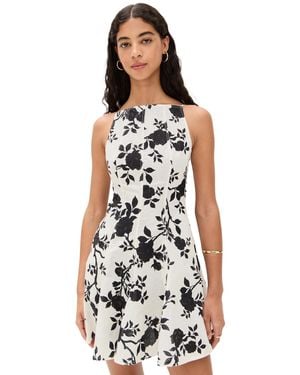 Self-Portrait Floral Print Linen Mini Dress - White