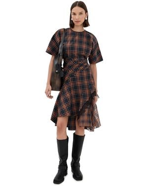 3.1 Phillip Lim Short Sleeve Draped Dress With Organza Combo - Black