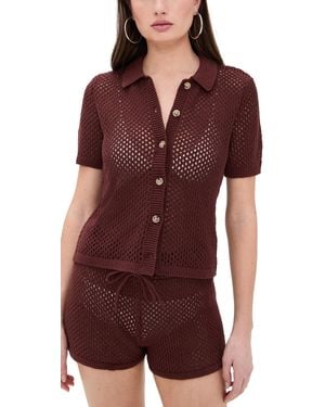 Onia Crochet Knit Button Up - Red