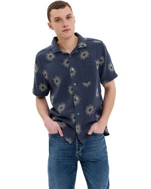 Far Afield Stachio Sol Embroidery Camp Shirt - Blue